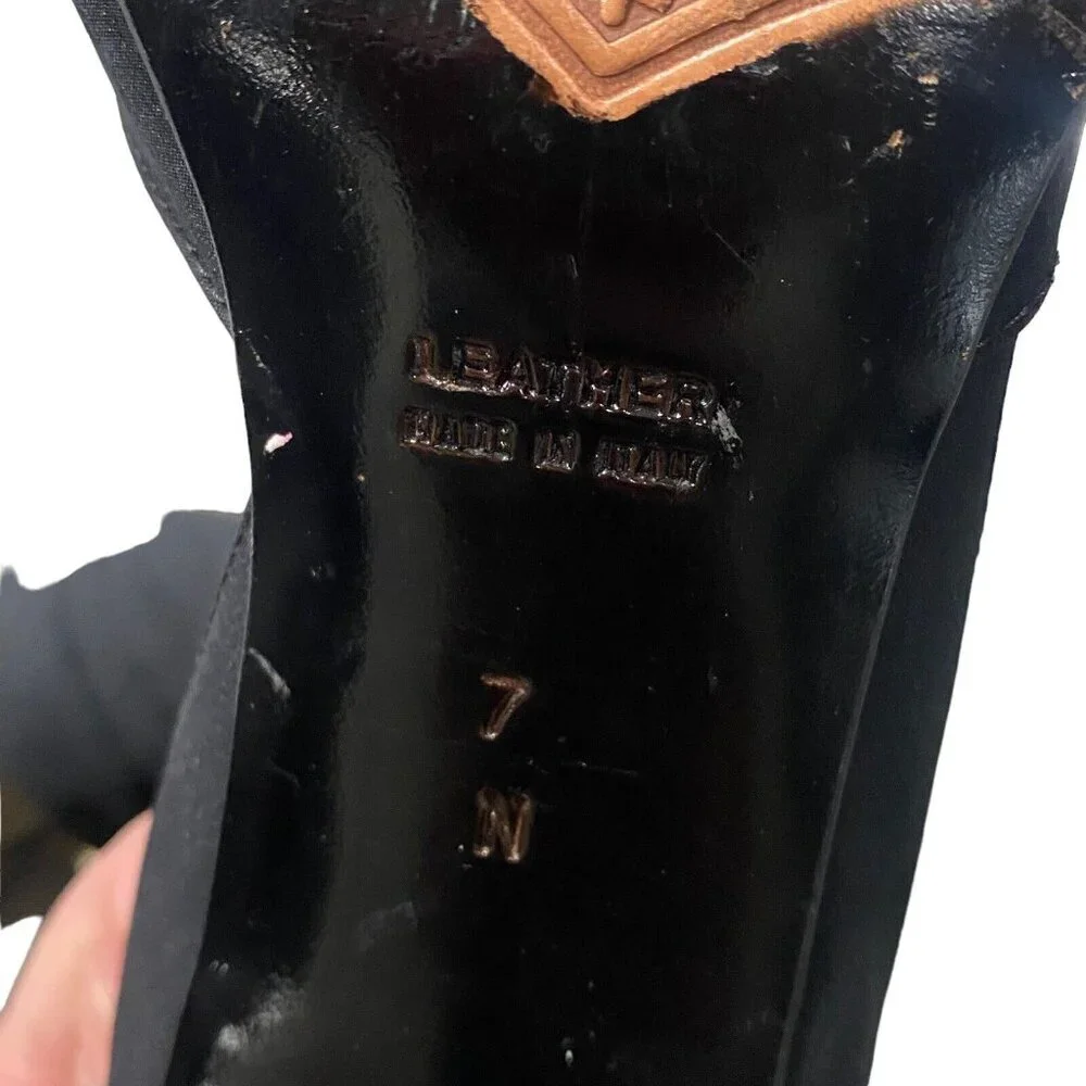 YVES SAINT LAURENT Women Pumps Size 7 Black D'orsay Pointy Toe Heels Career Work - Picture 15 of 16